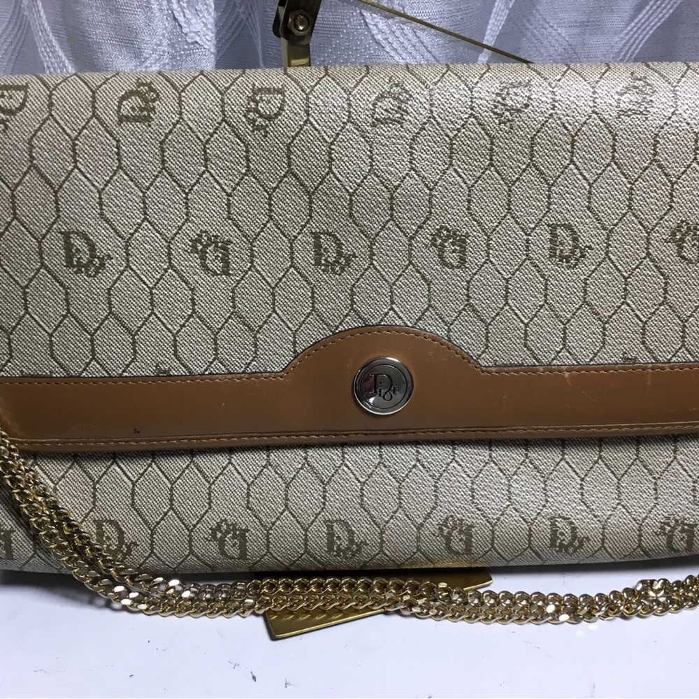 Christian Dior Signature Beige Clutch Monogram Bag with Tan Trim
